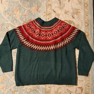 Natural Reflections Festive Green and Red Sweater